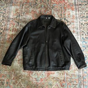 Vintage Savile Row Brown Leather Bomber Jacket Distressed